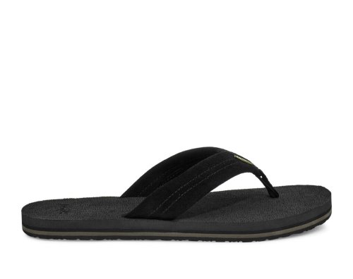 Sanuk Beer Cozy Stacker Suede - Sanuk Flip Flops Mens Black - Philippines ILPBVY134